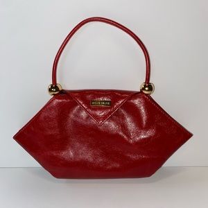 Red vintage geometric purse with gold accents